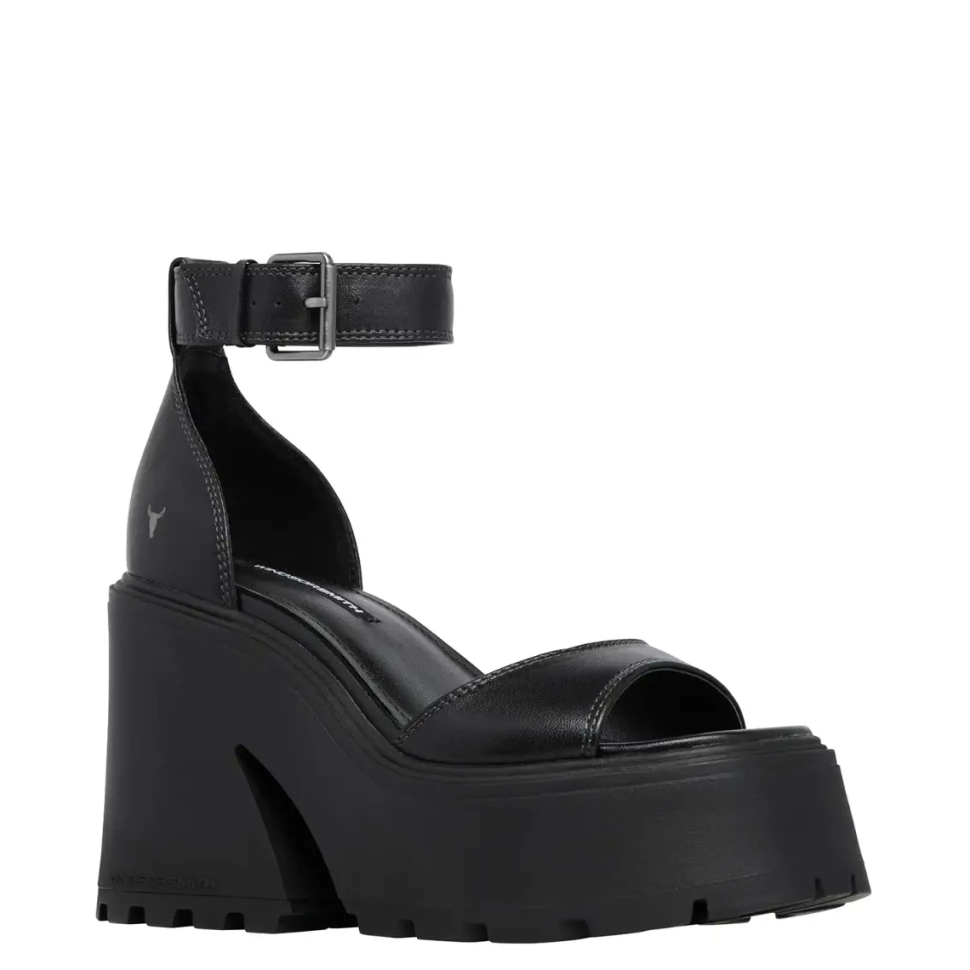 Flaws Black Leather Sandal
