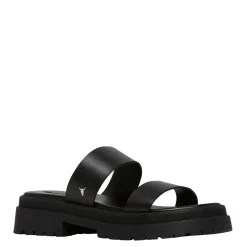 Laser Black Leather Sandal