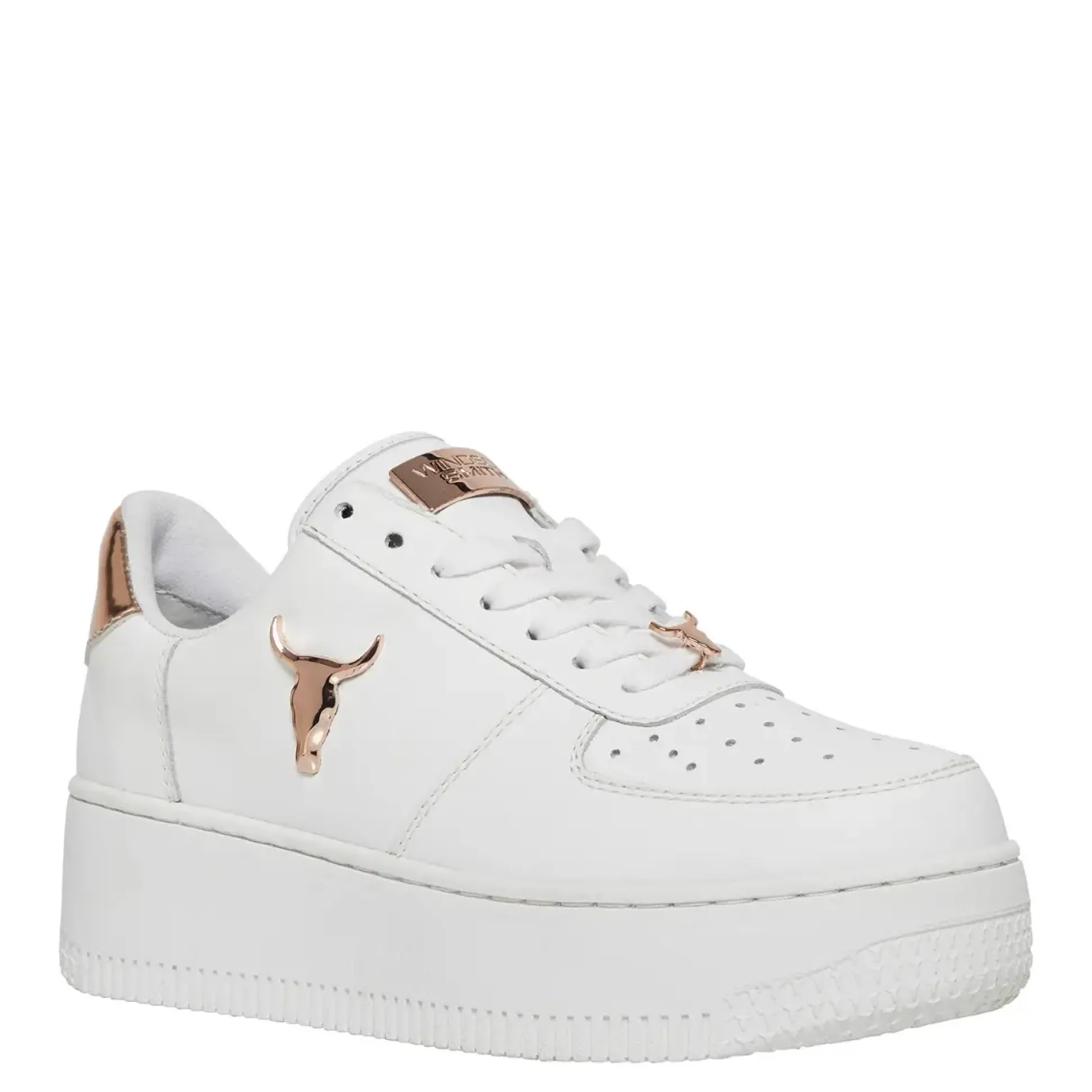 Rich White Leather Rose Gold Metallic Sneaker