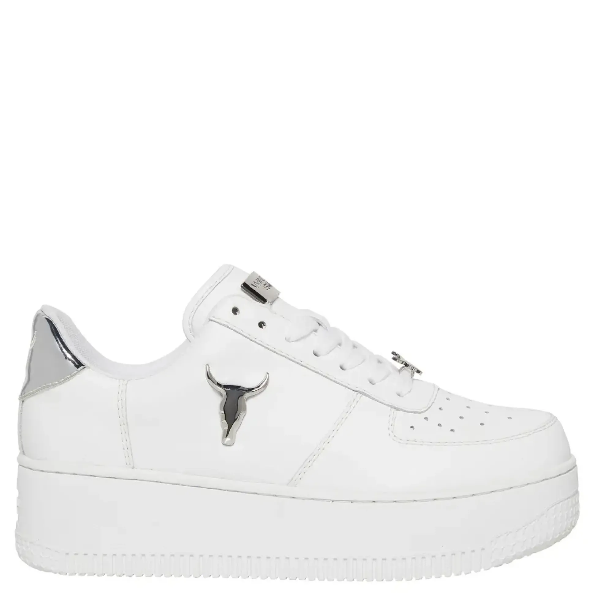Rich White Leather Silver Metallic Sneaker