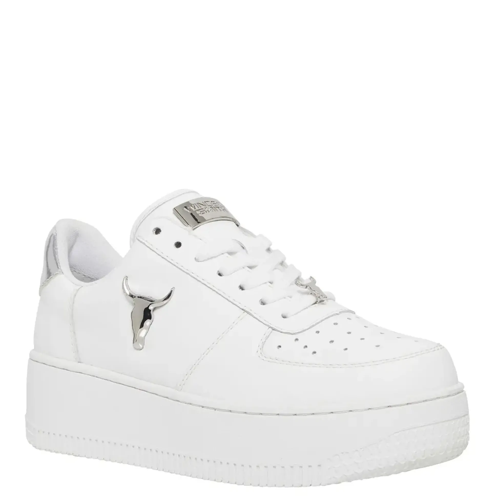 Rich White Leather Silver Metallic Sneaker