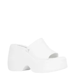 Sweetie White Leather Platform Sandals