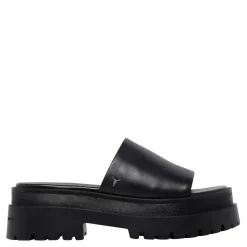 Track Black Leather Sandal