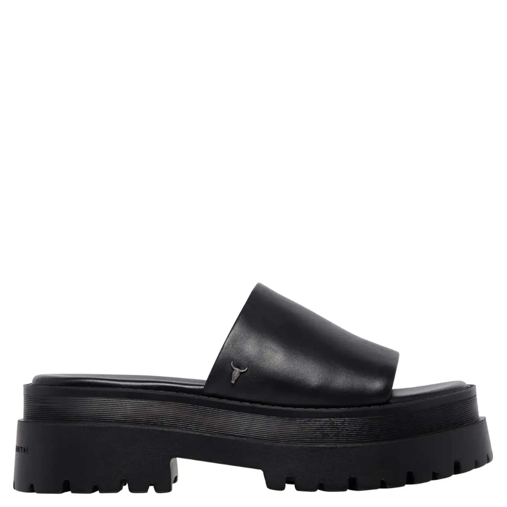 Track Black Leather Sandal