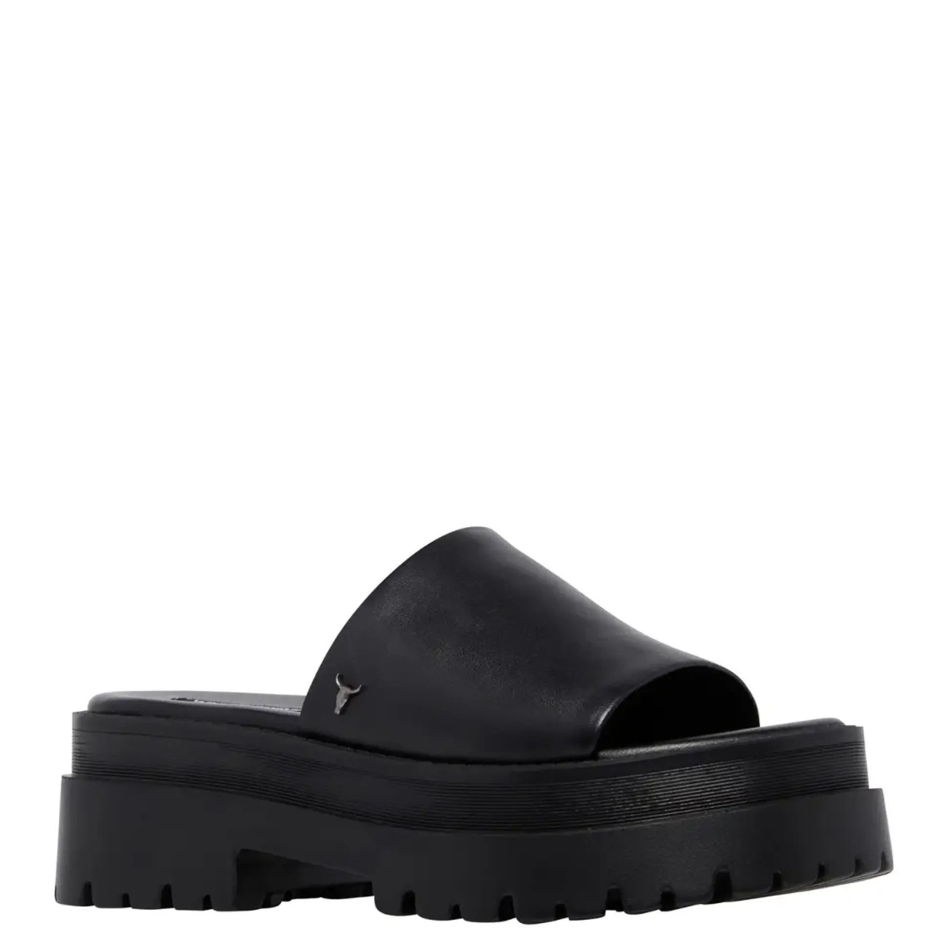 Track Black Leather Sandal