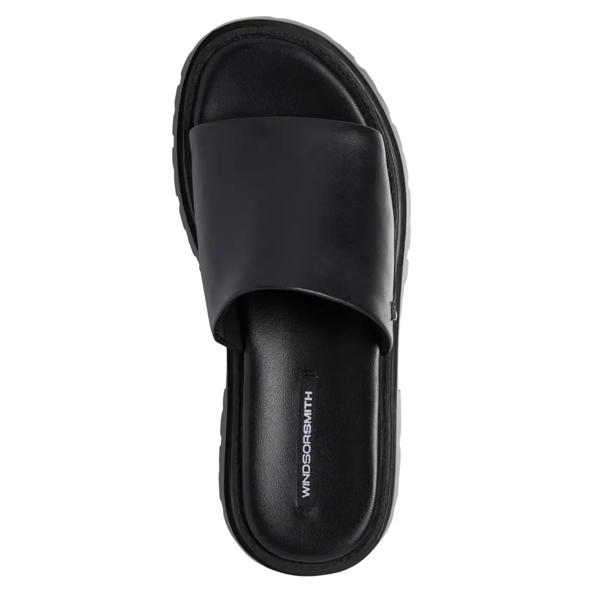 Track Black Leather Sandal